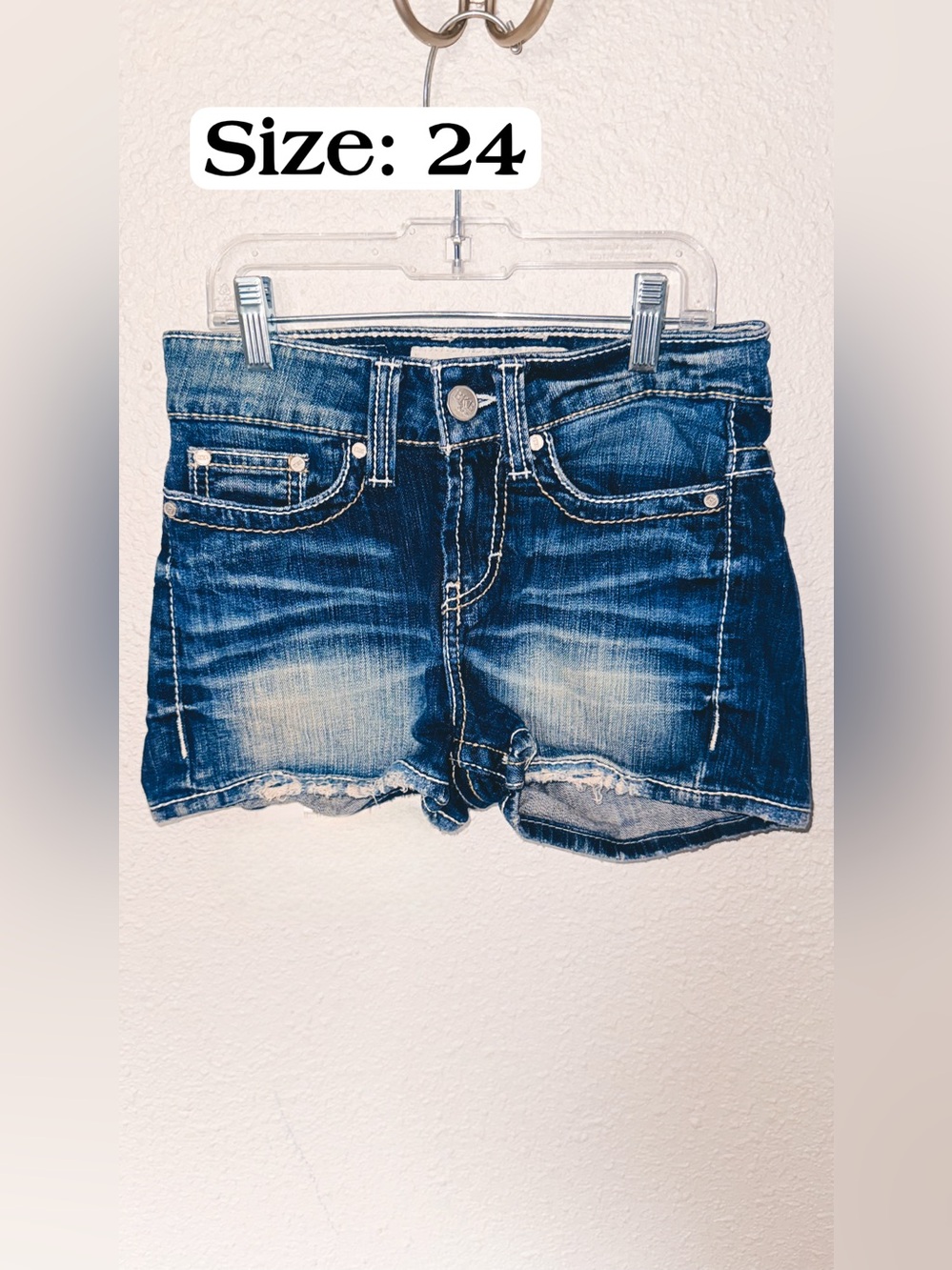 BKE Dark Blue Faded Distressed Denim Cutoff Shorts